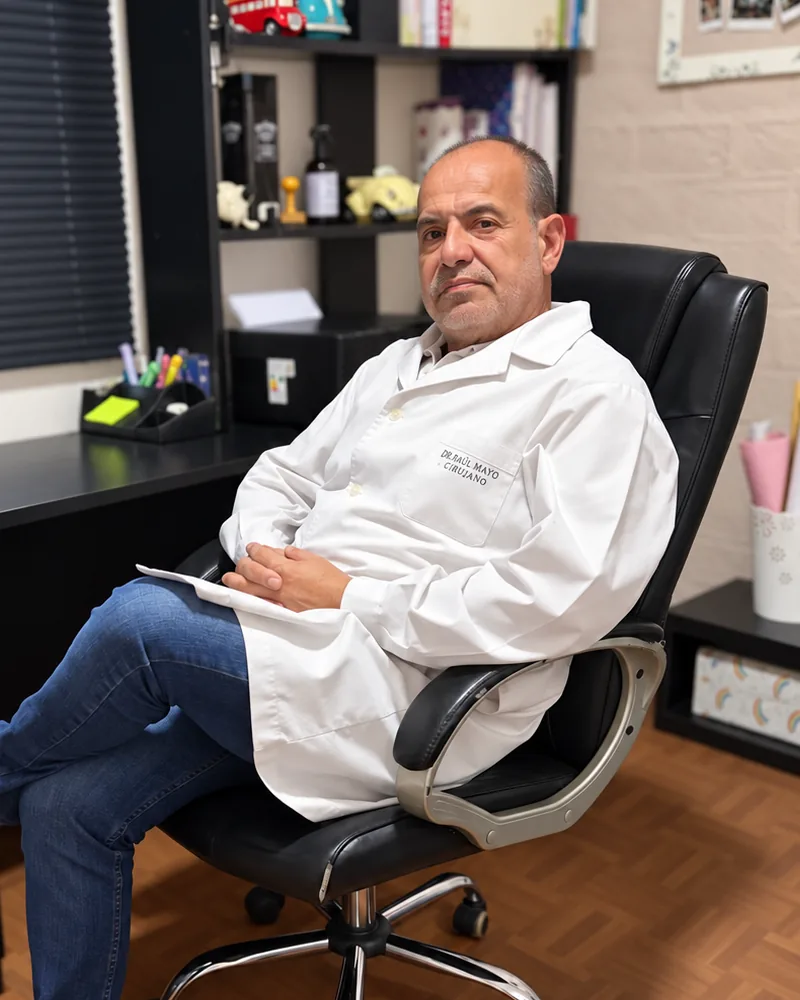 Doctor Raúl Héctor Mayo en el consultorio